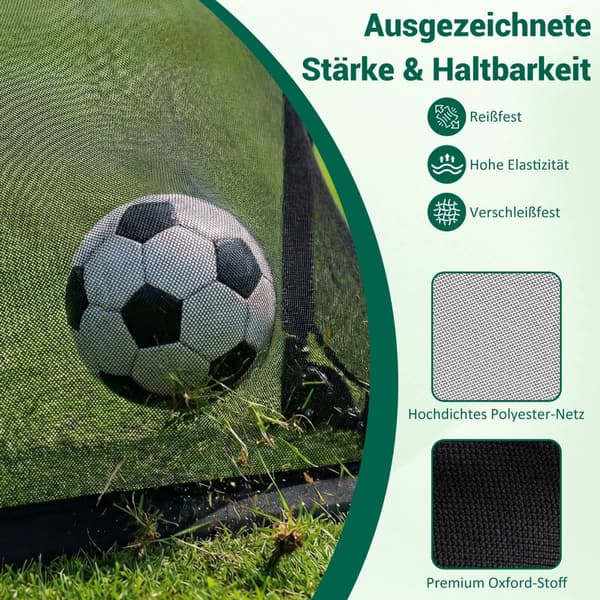 Sammenklappeligt pop-up fodboldmål med målvæg, sort