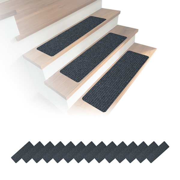 Rektangulära trappmattor, 16 st, 65×20 cm, halkfria