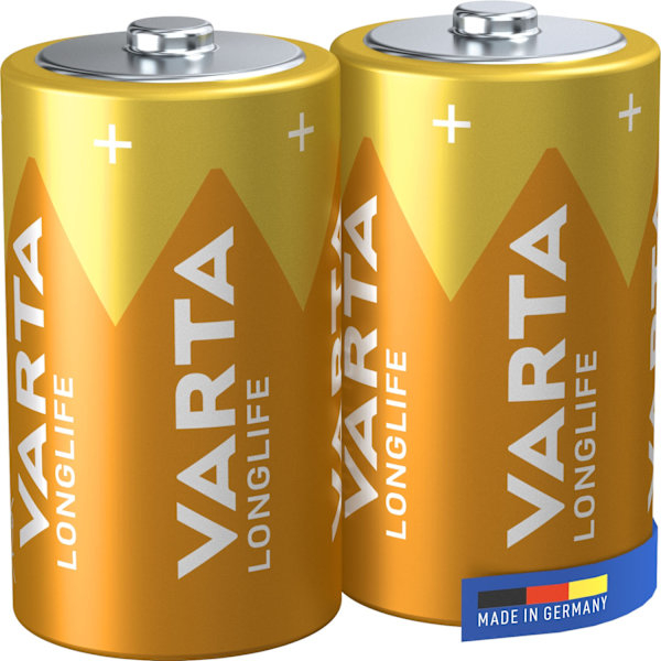 D Batterier, långvariga, 2-pack, alkaliska