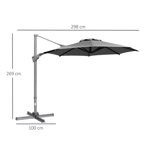 Parasoll Ø300 Cm Vevparaply Fribärande Paraply Med Vevanordning