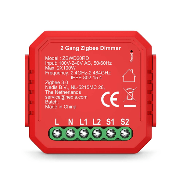 SmartLife Strömbrytare | Zigbee 3.0 | 2x100 W | Terminalanslutning | App tillgänglig för: Android™ / IOS