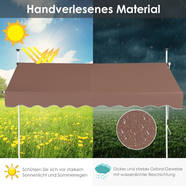 250 cm justerbar UV-resistent markis för balkong