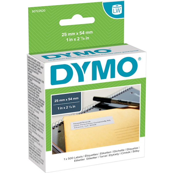 Dymo LabelWriter - returadressetikett 54 x 25 mm, 500 etiketter, vit