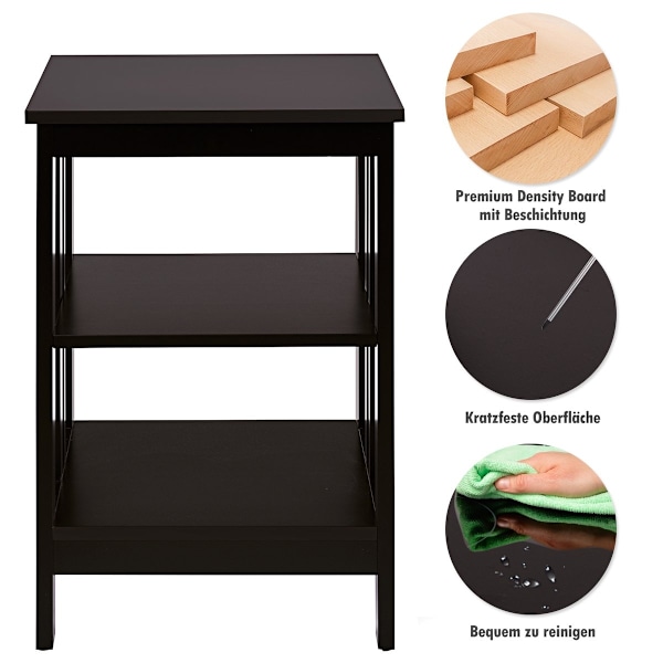 3 niveauer II formet sengebord sidebord med hylde og opbevaringsplads 40 x 40 x 61 cm kaffe