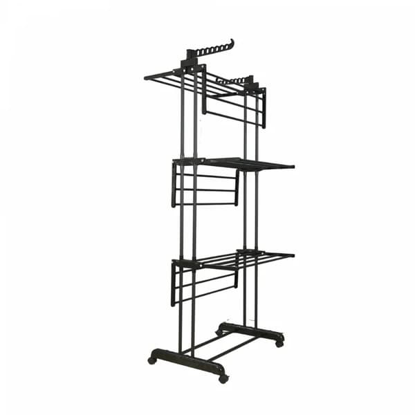 Herzberg HG-8034BB: Flytbart tøjstativ - sort