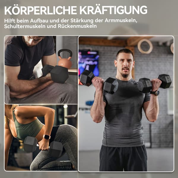 Hantel, 35 kg, Halkfritt grepp, Svart/Silver