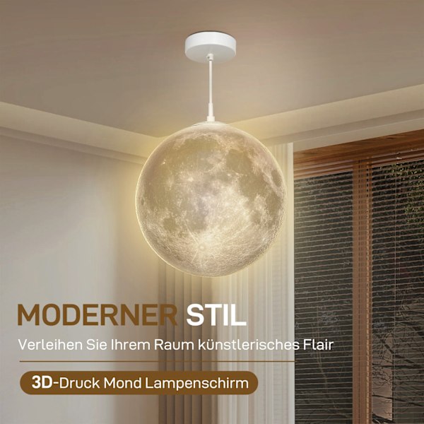 3D Moon Pendant Light -riippuva valaisin APP-ohjauksella, musiikki Kuulamppu kattolamppu CCT- ja RGB-värinvaihtajalla keittiöön, ruokasaliin, kermanva