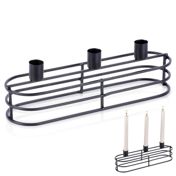 Elegant sort metal lysestage til tre lys
