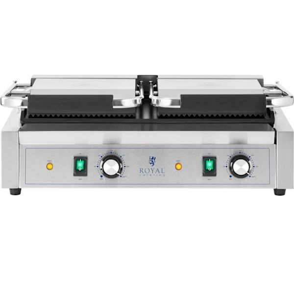 Dubbelkontaktgrill med slät och räfflad plåt 48 x 23 cm 3600 W