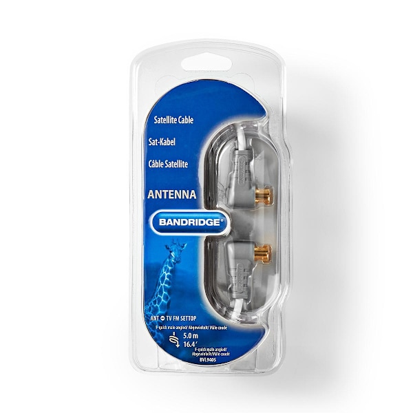 Satellitkabel | F-Quick-hanstik vinklet - F-Quick-hanstik vinklet | 5,00 m | Hvid