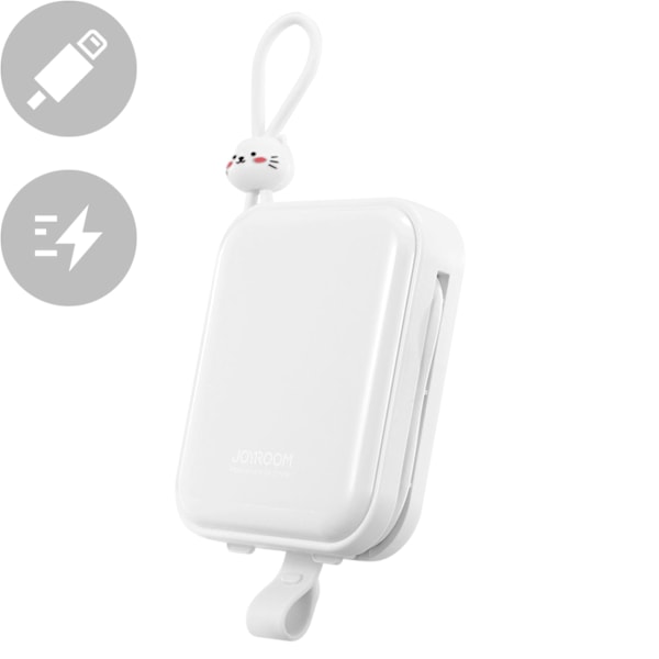 Powerbank jalustalla, USB-C-kaapelilla ja iPhone Lightning Cutie Series 10000mAh 22,5W valkoinen