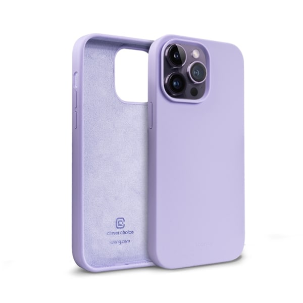 Crong Color Cover nestemäinen silikonikotelo iPhone 14 Pro Maxille (violetti)