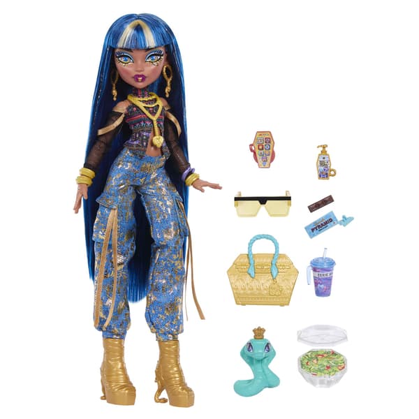 Monster High Cleo -nukke lemmikkikäärmeellä ja tarvikkeilla