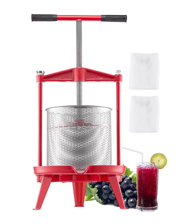 Fruktvinpress 14L, korg i rostfritt stål, manuell