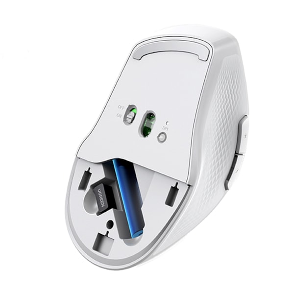 Ergonomisk trådløs computermus MU101 Bluetooth 2,4 GHz hvid