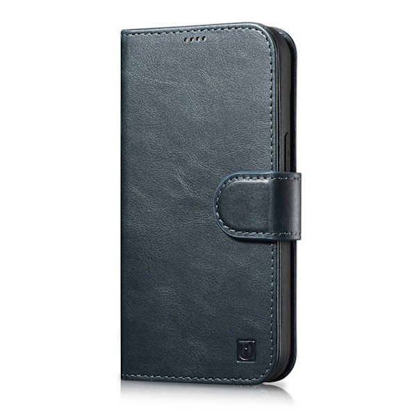 2-i-1 læder Flip Cover iPhone 14 Anti-RFID olievoks pung etui Blå