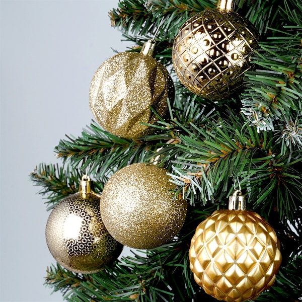 Sprængsikre julekugler guld 6 cm 35 stk.