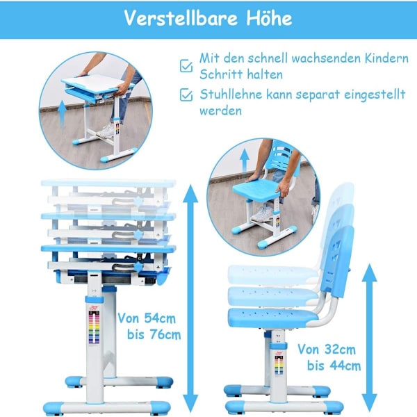 Vipbart børnebord, ungdomsbord, blåt