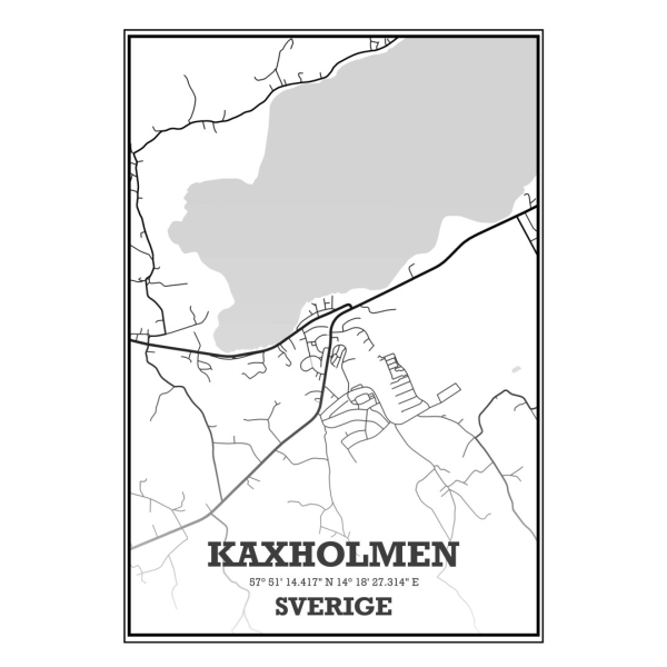 Kaxholmen Stad Karta Poster - 50x70 cm