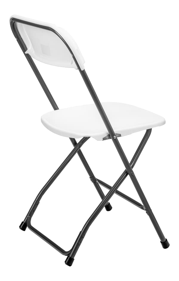 Sammenklappelig cateringstol, hvid, stålramme, HDPE