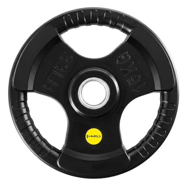 15 kg olympisk tri-grip gummivægtskive