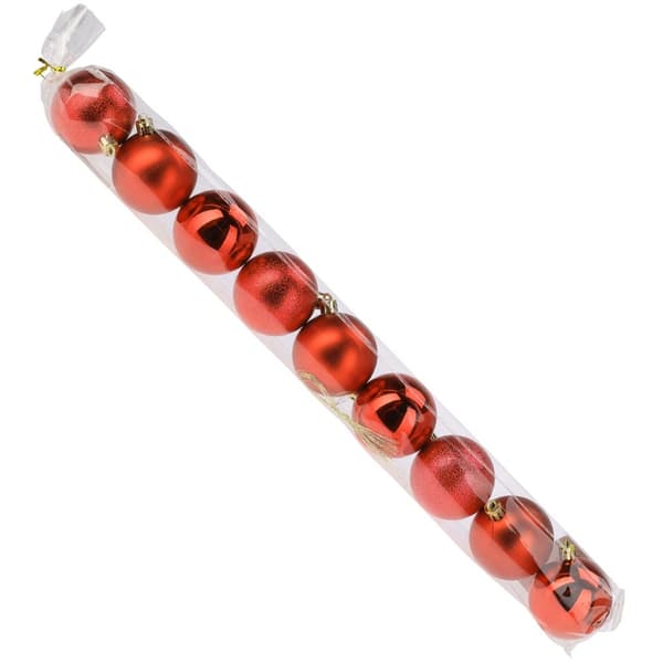Splittersäkra röda julgranskulor, 6 cm, 9-pack