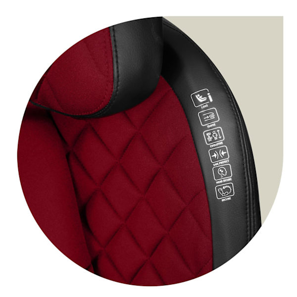 Autostol Nukido Louis sort/rød 15-36 kg ISOFIX