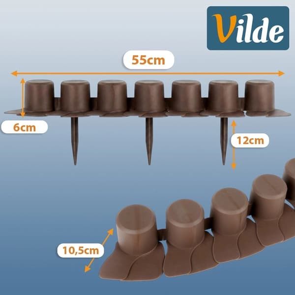 Bruna plastkanter för trädgården, 220 cm, 4-pack