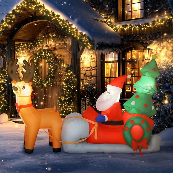 Oppustelig julemandsslæde med LED-lys, polyester