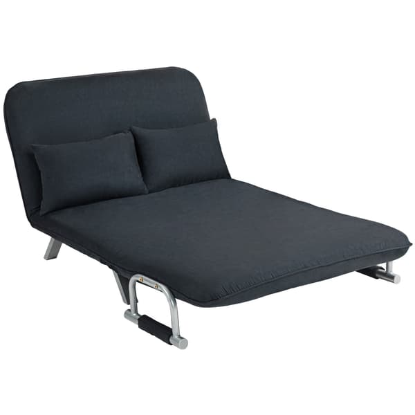 Bäddsoffa, bäddsoffa med justerbart ryggstöd, kudde, 2-sits soffa med sovfunktion, sammetslook, armstöd, soffa för vardagsrum, sovrum, svart