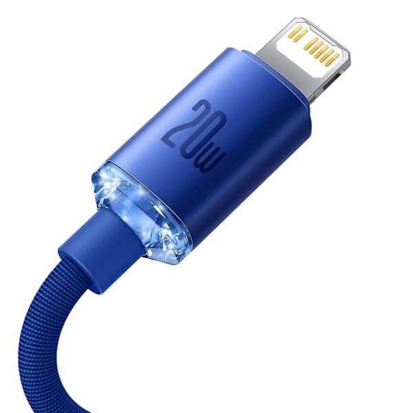 Kabel för snabbladdning och dataöverföring USB-C Iphone Lightning 20W 2m blå