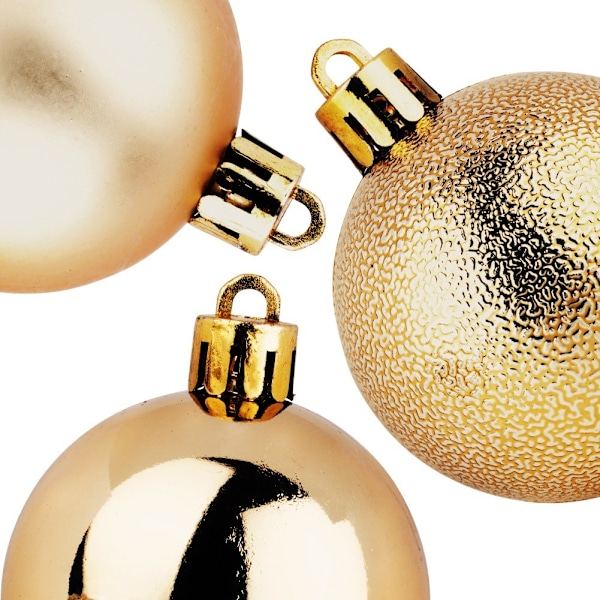 Sprængsikre julekugler guld 5 cm 10 stk.