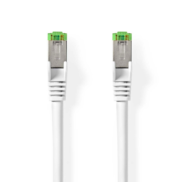 Cat 8.1 netværkskabel | S/FTP | RJ45 Han | RJ45 Han | 1.00 m | Runde | LSZH | Hvid | Label