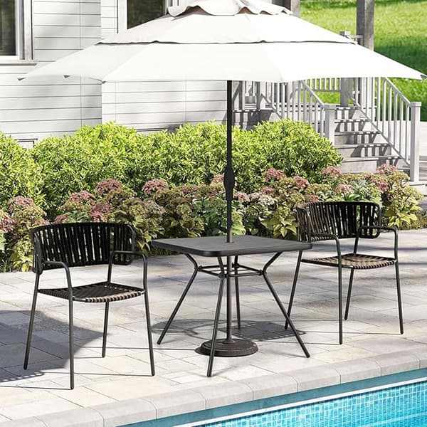 Firkantet spisebord til terrasse, 80 cm, 4 cm hul til parasol