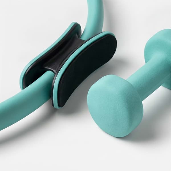 11-delt Pilates-sæt med ring, bold, elastikker og håndvægte