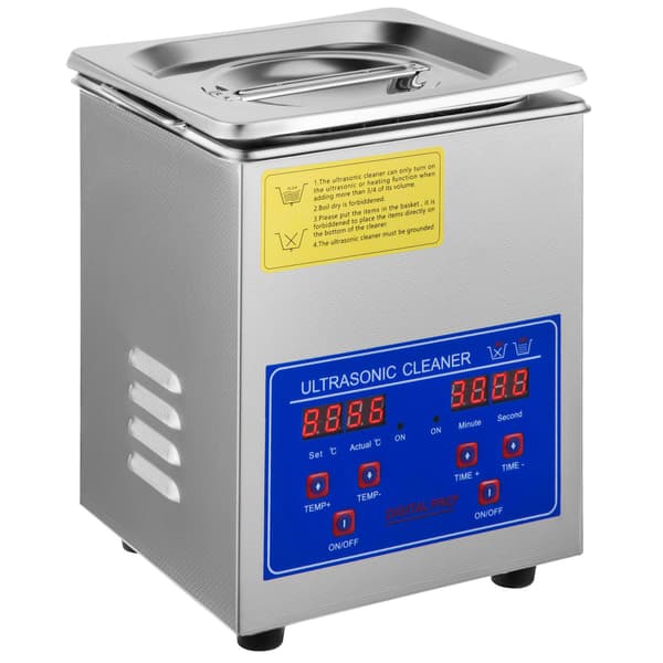 Ultralydsrenser 40kHz, 1,3L rustfrit stål, digital timer