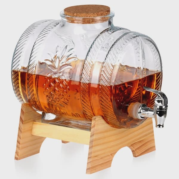 5L glas drikkevaredispenser med stativ og tap