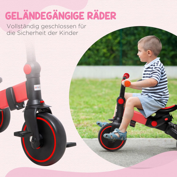 AIYAPLAY barnvagn 3-i-1 trehjuling för barn med höj- och sänkbar