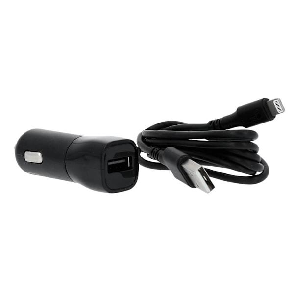 GEAR Oplader 12-24V 1xUSB 2,4A Sort Lightning Kabel 1m MFI C89