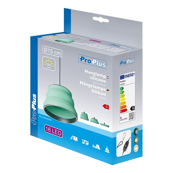 Riippuva LED-lamppu kokoontaitettava silikonivihreä Ø15cm