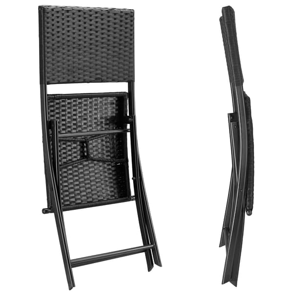 Fällbara stolar i polyrotting, 2-pack, svarta, för utomhus-/inomhusbruk
