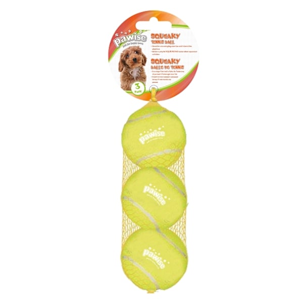 Pawise Squeaky Tennisboll 6 cm 3-pack