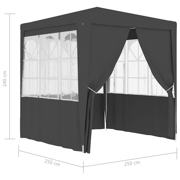 Tenda professionale per feste con pareti 2,5x2,5 m antracite 90 g/m²