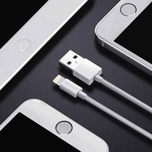 USB-A - Lightning MFI -kaapeli 1,8 m sertifioitu valkoinen