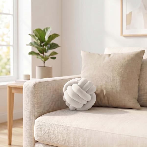 Knudepude, Beige – 25 cm, Polyesterskum