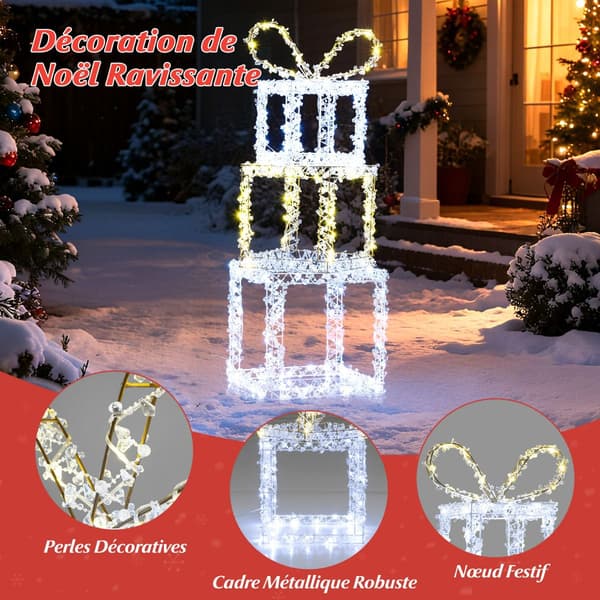 Upplysta julklappsaskar set om 3, LED, utomhus