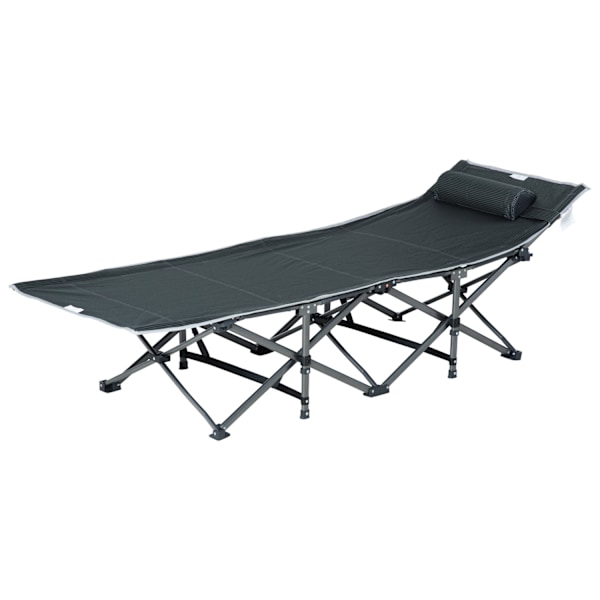 Aurinkotuoli taitettava lepotuoli tyynyn sivutaskulla integroitu säilytyspussi metallia ja Oxford kangasta 188 x 64,5 x 53 cm harmaa Aosom