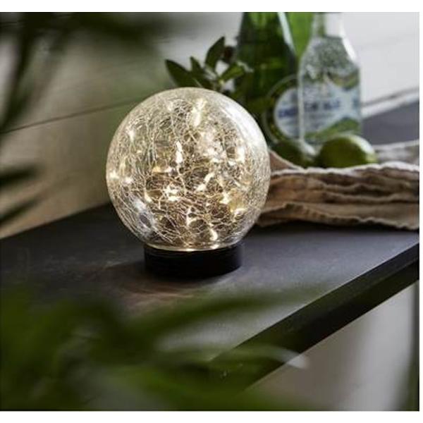 SOLCELL LANTERN GLORY / 12 cm / Sensor / utomhusbruk / IP44 Silver, Transparent