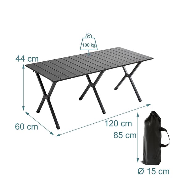 Højdejusterbart foldbart campingbord, stål