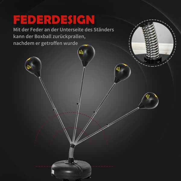 Justerbart boksbollset med handskar – svart, 133-151 cm